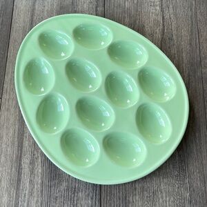 Cordon Bleu Mint Pastel Green Deviled Egg Plate Server Tray Platter Oval